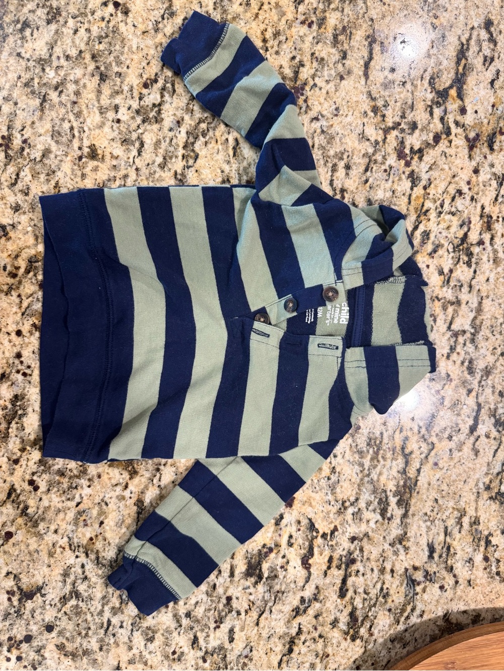 Carter's Striped Hooded Pullover in Navy & Olive